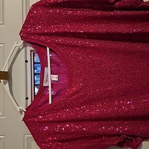 Pink sequins plus size top
